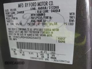 2005 Ford Escape Hybrid with VIN 1FMCU95HX5KD54412, listed as a IAAI auction lot 42115468 with 151,922 mi miles and . Bid and sale history available at DreamBid. Image 9.