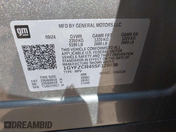 2025 Cadillac XT4 FWD Premium Luxury with VIN 1GYFZCR45SF128039, listed as a IAAI auction lot 42563517 with 18,478 mi miles and . Bid and sale history available at DreamBid. Image 9.
