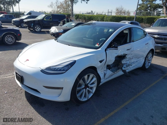 2018 Tesla Model 3 Long Range Battery with VIN 5YJ3E1EA0JF008351, listed as a IAAI auction lot 41129459 with 36,518 mi miles. Bid and sale history available at carsss.com. Image 16.