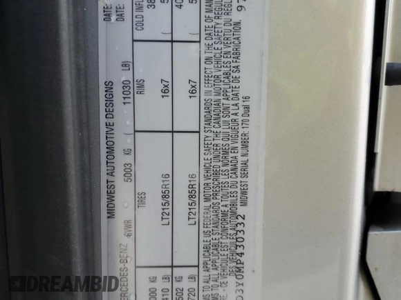 2021 Mercedes-Benz Sprinter with VIN W1X8ED3Y0MP430332, listed as a Copart auction lot 85745824 with 8,727 mi miles and Clean Title. Bid and sale history available at DreamBid. Image 14.