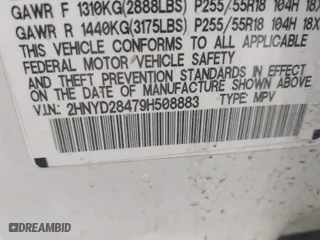 2009 Acura MDX Tech/Entertainment Pkg with VIN 2HNYD28479H508883, listed as a IAAI auction lot 41731711 with 150,222 mi miles. Bid and sale history available at carsss.com. Image 9.