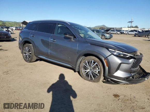 2023 Infiniti QX60 Sensory with VIN 5N1DL1GS5PC353778, listed as a Copart auction lot 50277475 with 20,386 mi miles and Salvage title. Bid and sale history available at DreamBid. Image 4.