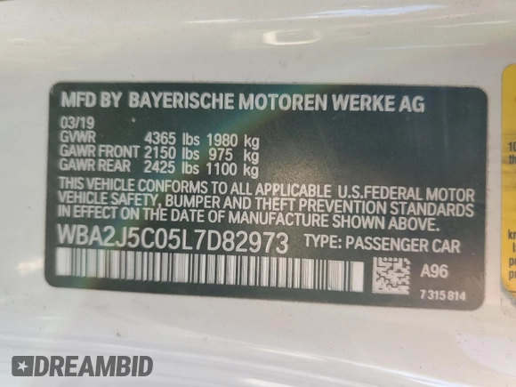 2020 BMW 2 Series M240i with VIN WBA2J5C05L7D82973, listed as a Copart auction lot 79058904 with 29,054 mi miles and Salvage Title. Bid and sale history available at carsss.com. Image 14.