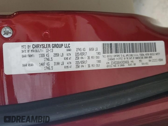 2014 Dodge Grand Caravan SE 30th Anniversary with VIN 2C4RDGBG4ER250658, listed as a Copart auction lot 54126535 with 85,980 mi miles and Non Repairable. Bid and sale history available at DreamBid. Image 13.