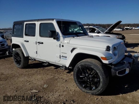 2021 Jeep Wrangler Unlimited Sahara with VIN 1C4JJXP68MW727782, listed as a Copart auction lot 44199985 with 79,861 mi miles and Salvage Title. Bid and sale history available at DreamBid. Image 4.