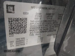 2019 GMC Canyon 4WD SLE z VIN 1GTG6CENXK1261278, wystawiony jako IAAI lot #42064295 z przebiegiem 51 786 mil mil oraz . Historia ofert i sprzedaży dostępna na DreamBid. Obrazek 9.