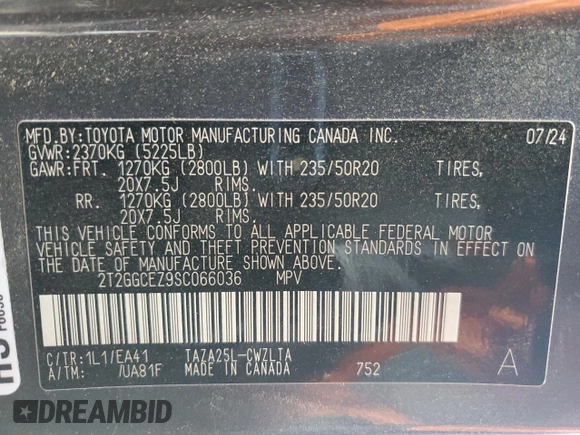 2025 Lexus NX with VIN 2T2GGCEZ9SC066036, listed as a Copart auction lot 80325774 with 1,018 mi miles and Salvage Title. Bid and sale history available at carsss.com. Image 12.