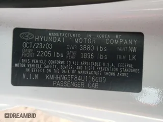 2004 Hyundai Tiburon GT with VIN KMHHN65F84U116609, listed as a Copart auction lot 89343225 with 162,133 mi miles and Salvage Title. Bid and sale history available at carsss.com. Image 10.