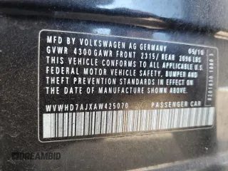 2010 Volkswagen Golf GTI with VIN WVWHD7AJXAW425070, listed as a Copart auction lot 81321184 with 155,423 mi miles and Salvage title. Bid and sale history available at DreamBid. Image 12.