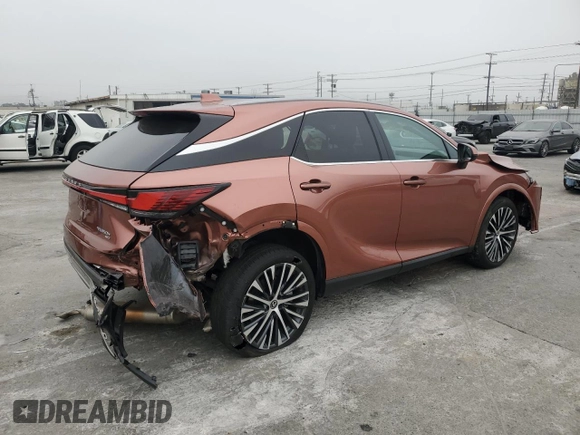 2023 Lexus RX with VIN 2T2BBMCAXPC008973, listed as a Copart auction lot 75833564 with 26,593 mi miles and Salvage Title. Bid and sale history available at carsss.com. Image 3.