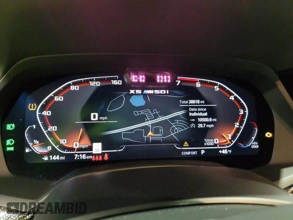2022 BMW X5 M50i with VIN 5UXJU4C01N9L13393, listed as a Copart auction lot 86574334 with 36,618 mi miles and Salvage Title. Bid and sale history available at carsss.com. Image 9.