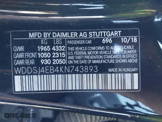 2019 Mercedes-Benz CLA with VIN WDDSJ4EB4KN743893, listed as a IAAI auction lot 41012675 with 90,262 mi miles. Bid and sale history available at carsss.com. Image 9.