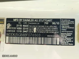 2011 Mercedes-Benz E-Class E 350 with VIN WDDKJ5GB8BF076503, listed as a IAAI auction lot 42038949 with 183,181 mi miles. Bid and sale history available at carsss.com. Image 9.