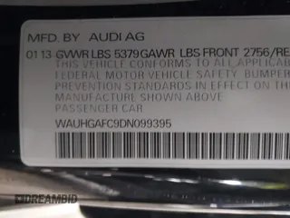 2013 Audi A6 3.0T Prestige with VIN WAUHGAFC9DN099395, listed as a IAAI auction lot 41958743 with 123,000 mi miles. Bid and sale history available at carsss.com. Image 9.