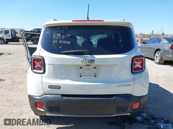 2017 Jeep Renegade Limited with VIN ZACCJADB8HPE98918, listed as a IAAI auction lot 42242652 with 138,389 mi miles and . Bid and sale history available at DreamBid. Image 16.