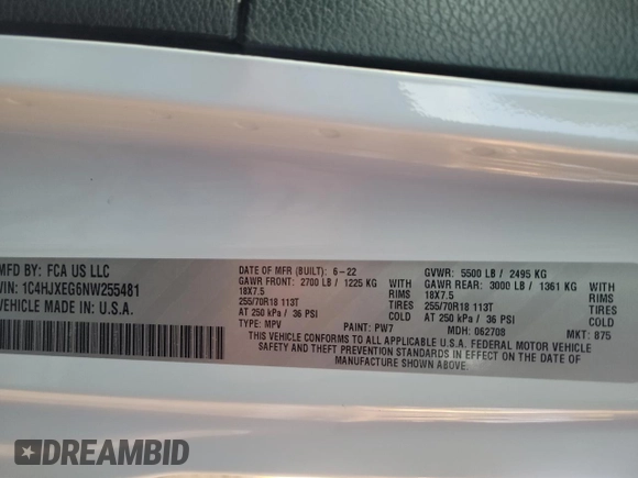 2022 Jeep Wrangler Unlimited Sahara with VIN 1C4HJXEG6NW255481, listed as a Copart auction lot 49181705 with 8,206 mi miles and Clean title. Bid and sale history available at DreamBid. Image 10.
