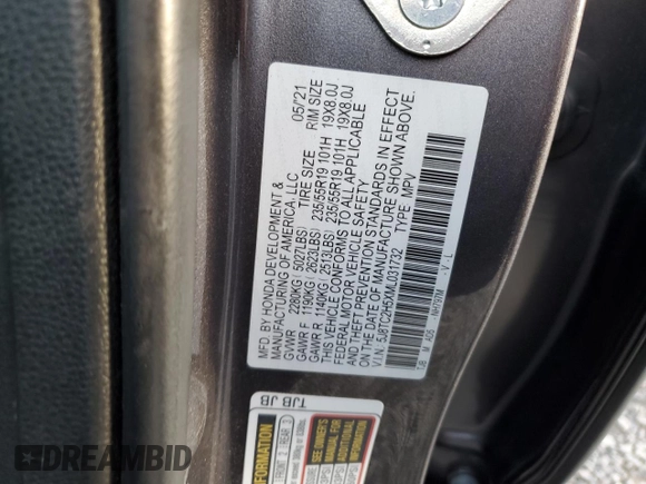2021 Acura RDX w/Technology Package with VIN 5J8TC2H5XML031732, listed as a Copart auction lot 82931324 with 21,656 mi miles and Salvage Title. Bid and sale history available at carsss.com. Image 15.
