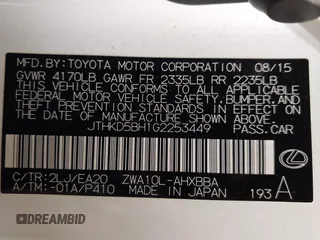 2016 Lexus CT 200h with VIN JTHKD5BH1G2253449, listed as a IAAI auction lot 42105047 with 115,077 mi miles and . Bid and sale history available at carsss.com. Image 9.