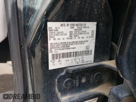 2016 Ford F-250 Lariat z VIN 1FT7W2BT7GEA11493, wystawiony jako Copart lot #52831345 z przebiegiem 214 435 mil mil oraz Szkoda całkowita • Salvage title. Historia ofert i sprzedaży dostępna na DreamBid. Obrazek 12.