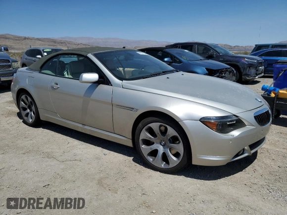 2005 BMW 6 Series 645Ci with VIN WBAEK73475B327205, listed as a Copart auction lot 62127134 with 0 mi miles and Salvage Title. Bid and sale history available at carsss.com. Image 4.
