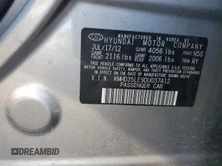 2013 Hyundai Elantra GT with VIN KMHD35LE9DU037412, listed as a Copart auction lot 79561274 with 54,619 mi miles and Salvage Title. Bid and sale history available at carsss.com. Image 12.
