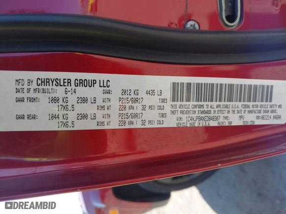2014 Jeep Patriot Sport with VIN 1C4NJPBAXED848307, listed as a IAAI auction lot 42030605 with 1 mi miles. Bid and sale history available at carsss.com. Image 9.