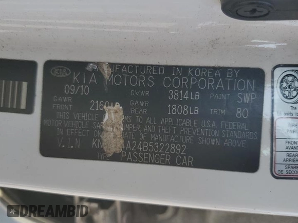 2011 Kia Forte EX with VIN KNAFU4A24B5322892, listed as a Copart auction lot 69071204 with 206,270 mi miles and Salvage Title. Bid and sale history available at carsss.com. Image 14.