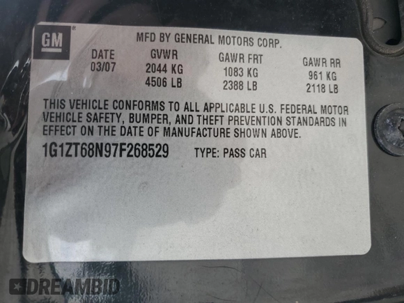 2007 Chevrolet Malibu Maxx LT with VIN 1G1ZT68N97F268529, listed as a Copart auction lot 73958324 with 108,911 mi miles and Salvage Title. Bid and sale history available at carsss.com. Image 15.
