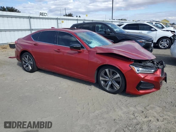 2021 Acura TLX w/Advance Package with VIN 19UUB5F61MA009716, listed as a Copart auction lot 76592364 with 0 mi miles and Salvage Title. Bid and sale history available at carsss.com. Image 4.