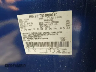 2014 Ford Explorer with VIN 1FM5K7B82EGC05034, listed as a IAAI auction lot 42258461 with 76,293 mi miles and . Bid and sale history available at DreamBid. Image 9.