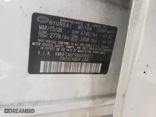 2009 Hyundai Azera Limited with VIN KMHFC46F99A345017, listed as a Copart auction lot 75139104 with 256,350 mi miles and Salvage Title. Bid and sale history available at carsss.com. Image 12.