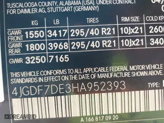 2017 Mercedes-Benz GLS with VIN 4JGDF7DE3HA952393, listed as a IAAI auction lot 41486489 with 86,350 mi miles. Bid and sale history available at carsss.com. Image 9.