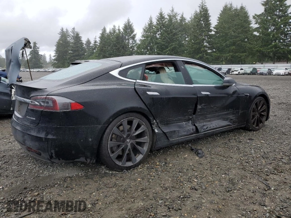 2019 Tesla Model S 75D with VIN 5YJSA1E28KF349241, listed as a Copart auction lot 55279595 with 77,005 mi miles and Salvage title. Bid and sale history available at DreamBid. Image 3.