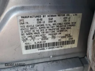 2003 Nissan Altima SE with VIN 1N4BL11D03C142767, listed as a Copart auction lot 41680035 with 216,963 mi miles and Salvage title. Bid and sale history available at DreamBid. Image 12.