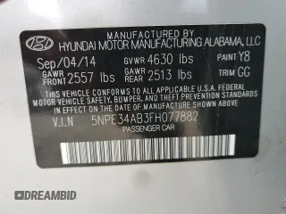 2015 Hyundai Sonata Sport z VIN 5NPE34AB3FH077882, wystawiony jako Copart lot #48311875 z przebiegiem 129 222 mil mil oraz Czysty tytuł • Clean title. Historia ofert i sprzedaży dostępna na DreamBid. Obrazek 14.