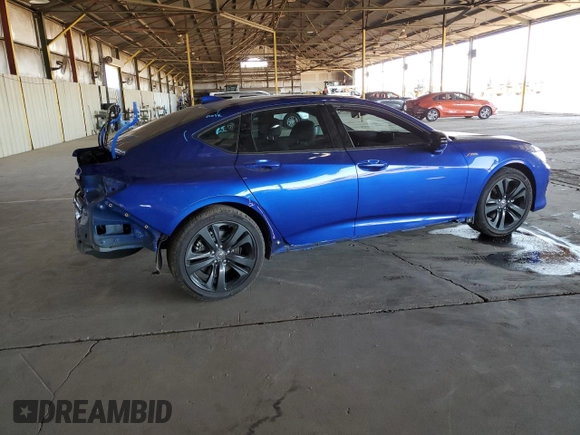 2021 Acura TLX w/A-Spec Package with VIN 19UUB5F59MA011592, listed as a Copart auction lot 58799245 with 41,682 mi miles and Salvage title. Bid and sale history available at DreamBid. Image 3.