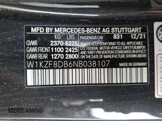 2022 Mercedes-Benz E-Class E 350 with VIN W1KZF8DB6NB038107, listed as a Copart auction lot 48717665 with 0 mi miles and Salvage Title. Bid and sale history available at carsss.com. Image 13.