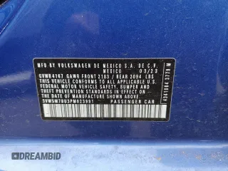 2023 Volkswagen Jetta S with VIN 3VW5M7BU3PM023991, listed as a Copart auction lot 56551545 with 22,524 mi miles and Salvage title. Bid and sale history available at DreamBid. Image 12.