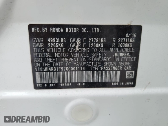 2016 Acura RLX Advance z VIN JH4KC1F97GC001116, wystawiony jako Copart lot #86810424 z przebiegiem 135 029 mil mil oraz Szkody całkowita. Historia ofert i sprzedaży dostępna na DreamBid. Obrazek 12.
