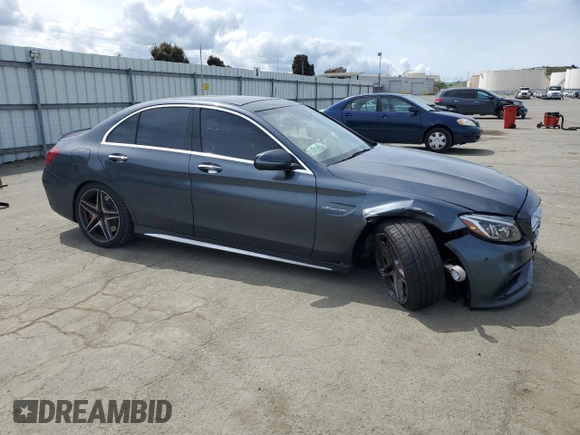 2016 Mercedes-Benz C 63 S AMG with VIN 55SWF8HBXGU104566, listed as a Copart auction lot 51460175 with 57,051 mi miles and Salvage title. Bid and sale history available at DreamBid. Image 4.