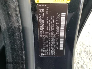 2008 BMW 5 Series 528i with VIN WBANU53558C115067, listed as a Copart auction lot 52243555 with 206,026 mi miles and Clean Title. Bid and sale history available at carsss.com. Image 12.