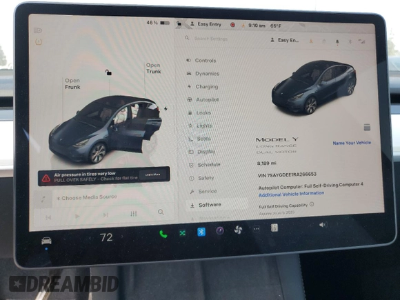 2024 Tesla Model Y Long Range with VIN 7SAYGDEE1RA266653, listed as a Copart auction lot 62277865 with 8,189 mi miles and Salvage title. Bid and sale history available at DreamBid. Image 9.