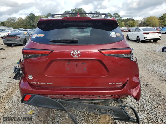 2020 Toyota Highlander XLE with VIN 5TDHZRBH2LS014340, listed as a Copart auction lot 50123595 with 87,305 mi miles and Non Repairable. Bid and sale history available at carsss.com. Image 6.