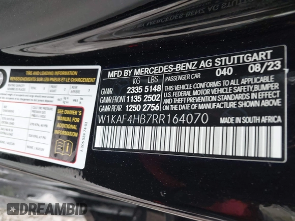 2024 Mercedes-Benz C 300 z VIN W1KAF4HB7RR164070, wystawiony jako IAAI lot #42220022 z przebiegiem 22 290 mil mil oraz . Historia ofert i sprzedaży dostępna na DreamBid. Obrazek 9.