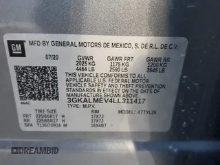 2020 GMC Terrain SLE with VIN 3GKALMEV4LL311417, listed as a Copart auction lot 49548205 with 61,609 mi miles and Salvage Title. Bid and sale history available at DreamBid. Image 13.