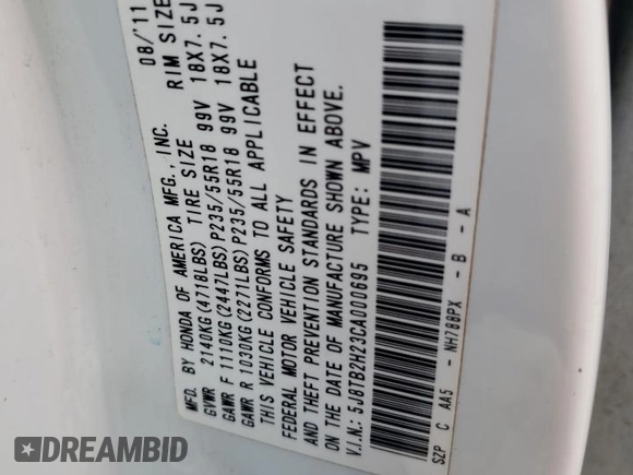 2012 Acura RDX with VIN 5J8TB2H23CA000695, listed as a Copart auction lot 73769484 with 178,630 mi miles and Non Repairable. Bid and sale history available at carsss.com. Image 13.
