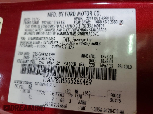 2016 Ford Mustang EcoBoost z VIN 1FA6P8TH8G5266469, wystawiony jako Copart lot #54629935 z przebiegiem 122 244 mil mil oraz Czysty tytuł • Clean title. Historia ofert i sprzedaży dostępna na DreamBid. Obrazek 12.