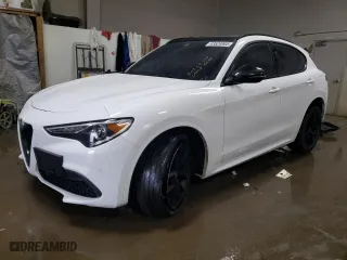 2021 Alfa Romeo Stelvio Ti with VIN ZASPAKBN9M7D01841, listed as a Copart auction lot 43524905 with NaN miles and Salvage Title. Bid and sale history available at carsss.com. Image 1.