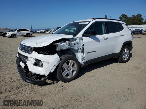 2022 Jeep Compass Latitude with VIN 3C4NJDBB5NT166176, listed as a Copart auction lot 53096845 with 25,758 mi miles and Salvage title. Bid and sale history available at DreamBid. Image 1.