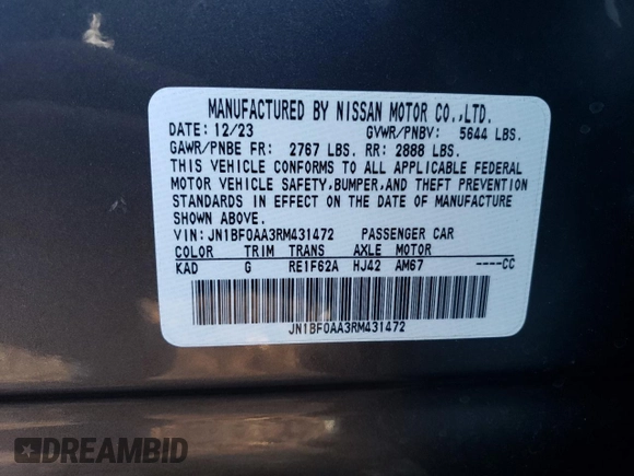 2024 Nissan ARIYA Venture+ with VIN JN1BF0AA3RM431472, listed as a Copart auction lot 85700844 with 41 mi miles and Clean Title. Bid and sale history available at carsss.com. Image 12.